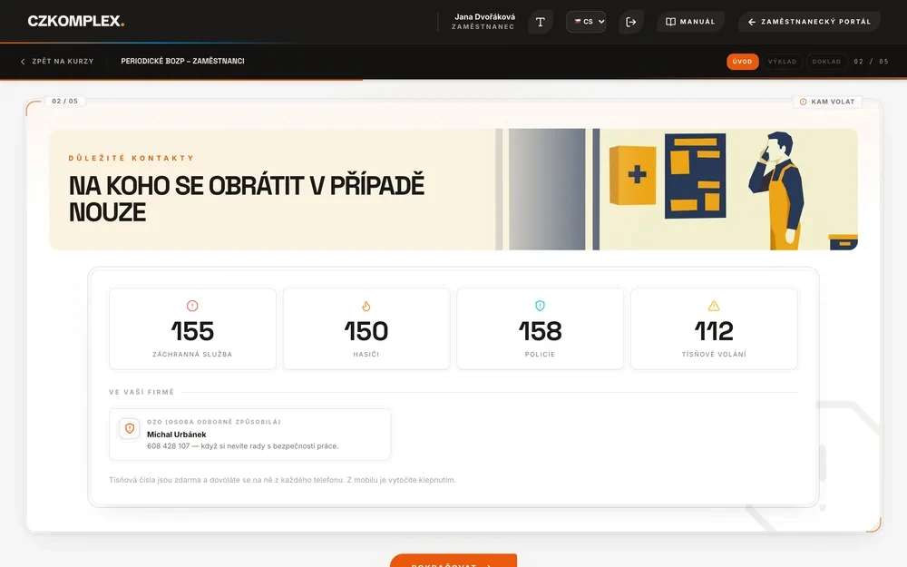 Company contacts inside the course
