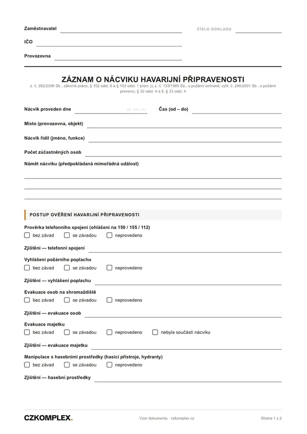 Náhled první strany: Nácvik havarijní připravenosti